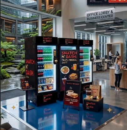 Snatch N' Dash machines in office lobby